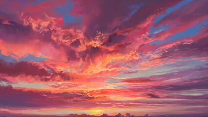 Fototapeta premium Sunset sky with clouds