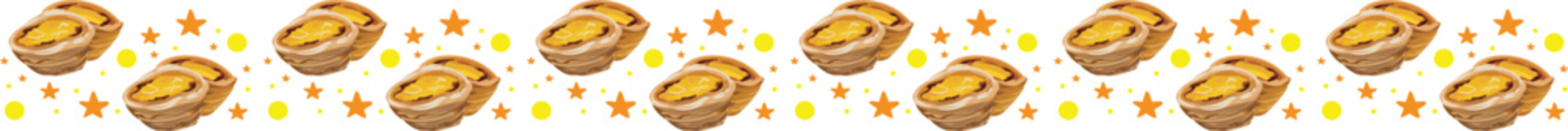 Egg tart line border on transparent background.
