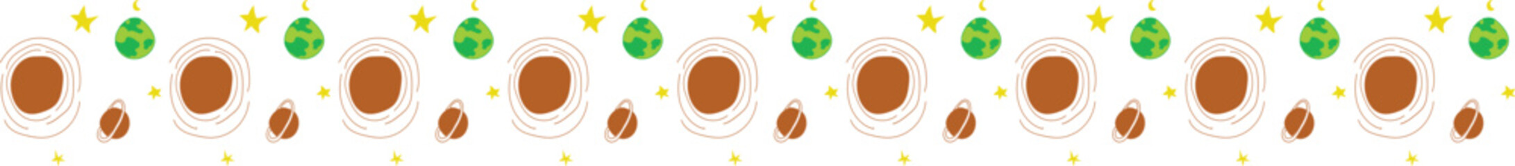 Brown planet line border on transparent background.
