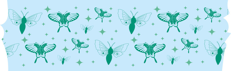 Beautiful insect washi tape on transparent background.
