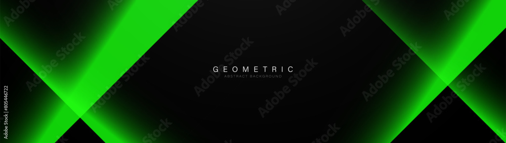 Poster Abstract background with green neon geometric diagonal lines. Modern minimal trendy shiny lines pattern horizontal. Vector illustration