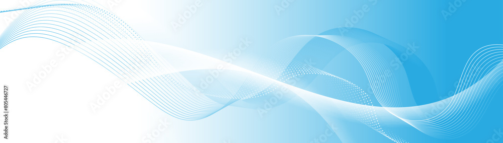 Poster abstract background with blue wavy geometric particle lines. futuristic digital hi-technology horizo