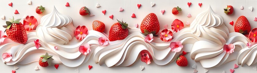 A playful strawberry sundae, ice cream bandner 