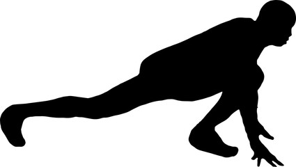 Fitness Vector Of Man Doing Situps Silhouette Isolated on transparent Background, Silhouette man PNG, bodybuilder training. Personal trainer workout. Fit man exercise