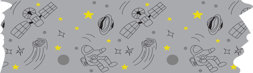 Spaceship washi tape on transparent background.
