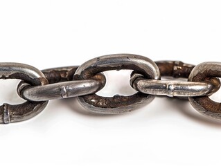 Obraz premium A chain with two metal links on a white background.