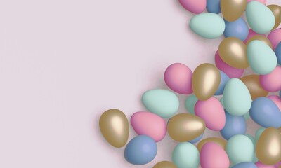 easter eggs in a bowl. 3D render