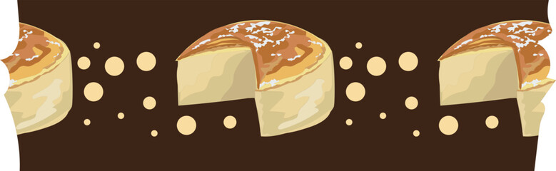 Cheesecake washi tape on transparent background.
