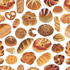 Bread seamless pattern background.
