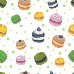 Macarons seamless pattern background.
