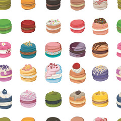 Macarons seamless pattern background.
