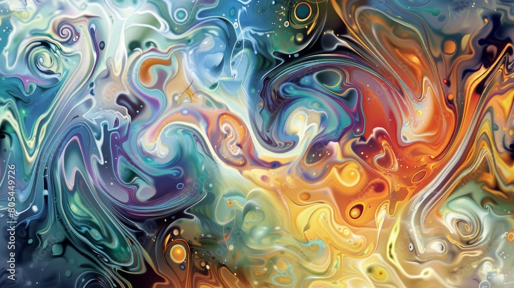 Poster A mesmerizing abstract artwork with vibrant colors and swirling patterns.