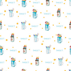Smoothies seamless pattern background.
