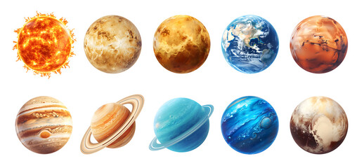 Collection Solar System Planets Isolated