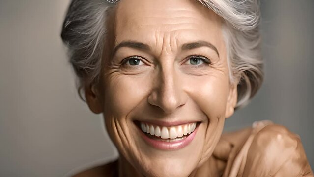 Older Woman With Gray Hair Smiling Generative AI