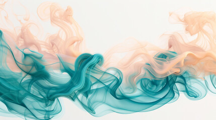 Rich teal and matte peach smokey waves, evoking a tropical reef's colorful allure on a solid white background.