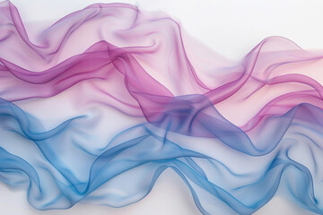 Obraz premium Smokey waves of soft cerulean and matte magenta on a solid white background, reminiscent of a dreamy sunset sky.