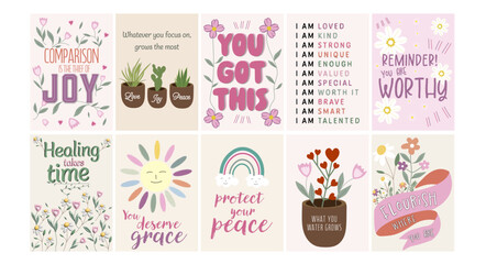 A4 Positive affirmation posters collection , positive affirmation cards. Positive affirmation wall art, affirmation stickers, motivational posters. Inspirational sayings, printable art, 10 pack bundle