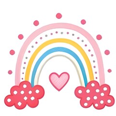 Pink rainbow with hearts