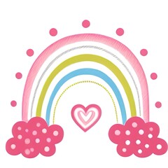Pink rainbow with hearts