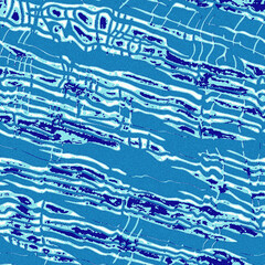 Summer blue dyed wave water pattern with broken linear stripe effect. Fresh blue underwater texture background for modern seamless nautical maritime organic style. 