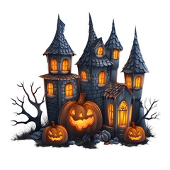Illustration of Halloween castle