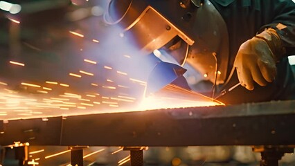 Welder Working on Metal in Factory Generative AI