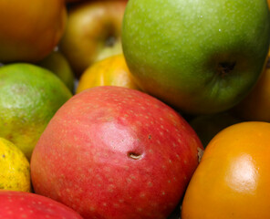 set of fruits of various colors. apple with other fruits. fruit background.
