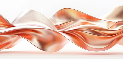 Copper tone wavy abstract backdrop, sharply defined against a white background, HD quality.