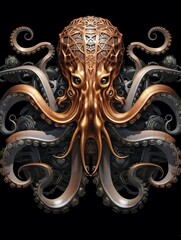 Steampunk Octopus with Gears and Cogs