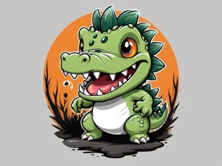 mascot green crocodile cartoon illustration