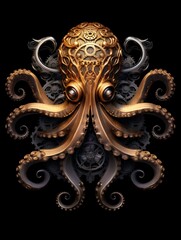 Steampunk Octopus Powered by Gears and Cogs