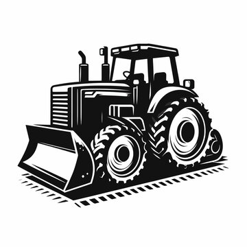 recommend clip art: construction tractor silhouette vector illustration white background