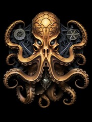 Steampunk Octopus with Gears and Cogs