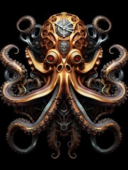 Steampunk Octopus with Gearwork Galore
