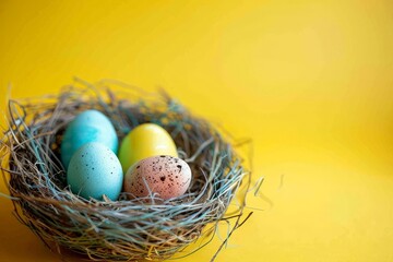 Obraz premium close-up of flour and eggs on wooden countertop. Beautiful simple AI generated image in 4K, unique.