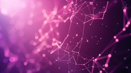 Dynamic abstract plexus of technology nodes on a mysterious purple background, symbolizing digital communication.