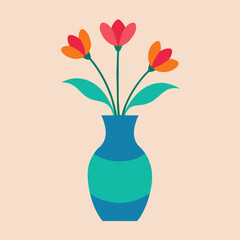 Cute flowers in vase illustration