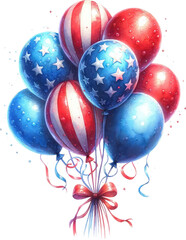Watercolor Balloons American Flag Clipart for July 4th and Memorial Day Watercolor Graphics: Vintage American Celebrations. Patriotic Watercolor Illustrations Independence Day and Memorial Day Artwork