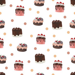 Cake seamless pattern background.
