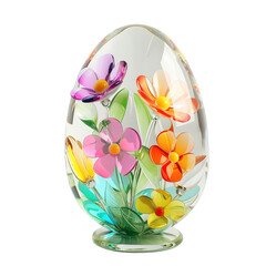 Na szklanym wazonie widnieją namalowane kwiaty, które dodają mu charakteru i oryginalności. Wazon prezentuje się elegancko i artystycznie