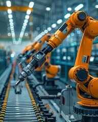 Robotic Arm production lines modern industrial technology Automated production cell