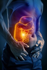 Person experiencing pain in the pancreas experiencing abdominal pain and digestive issues