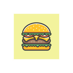 a vector design of a hamburger with melted cheese