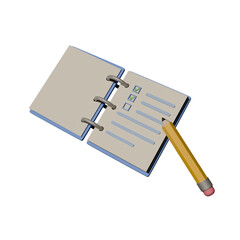 notebook and pencil 3D image png