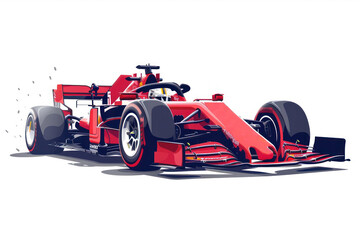 Red racing car on a white background. Side view. Vector illustration.