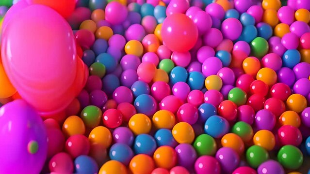 Multicolored Balls Floating in Pool Generative AI