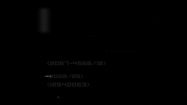 Glitch element with stuttering numbers and colored lines, 4K with alpha channel for transparency