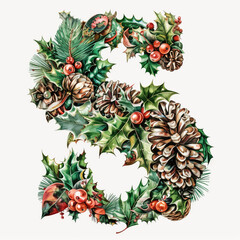 Fototapeta premium Christmas themed alphabetical letters and numbers typography design on a white background. Generative AI