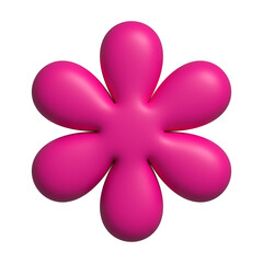 Colorful flower icon in 3d rendering for decoration. Trendy y2k style green colored daisy flower icon